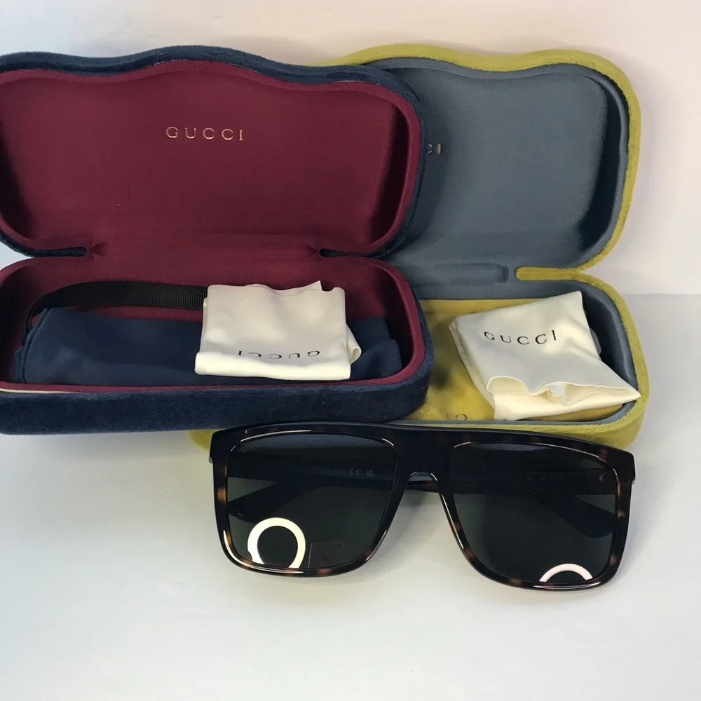New Authentic Gucci Green Browline Men's Sunglasses GG0748S 003